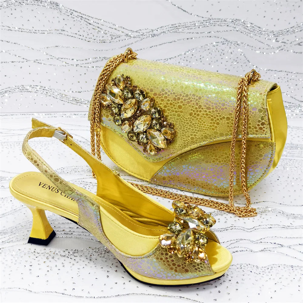 Newest Style Elegant Women High Heels And Bag Set EDS345