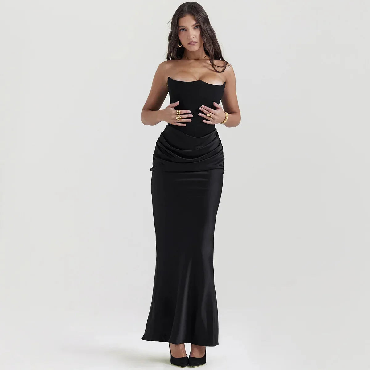 LUX Velvet Strapless Slim Fit Event Dress