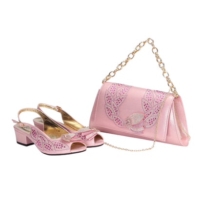 Elegant Low Heels Ladies Shoes And Bag Set - ED110