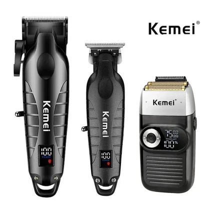 Kemei Professional Hair Clipper – LCD Display, Cordless Electric Trimmer