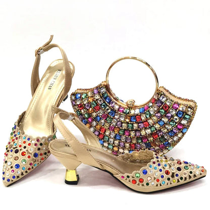 Latest Luxury Pattern Ladies Shoes And Bag Set ED216