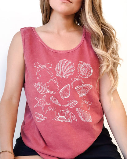 Seashell Lake Beach Comfort Colors Tank Top – Mountain Hiking Camping Vacation Nature Graphic