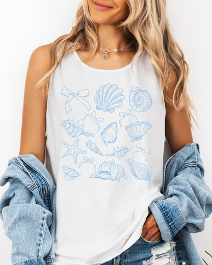 Seashell Lake Beach Comfort Colors Tank Top – Mountain Hiking Camping Vacation Nature Graphic