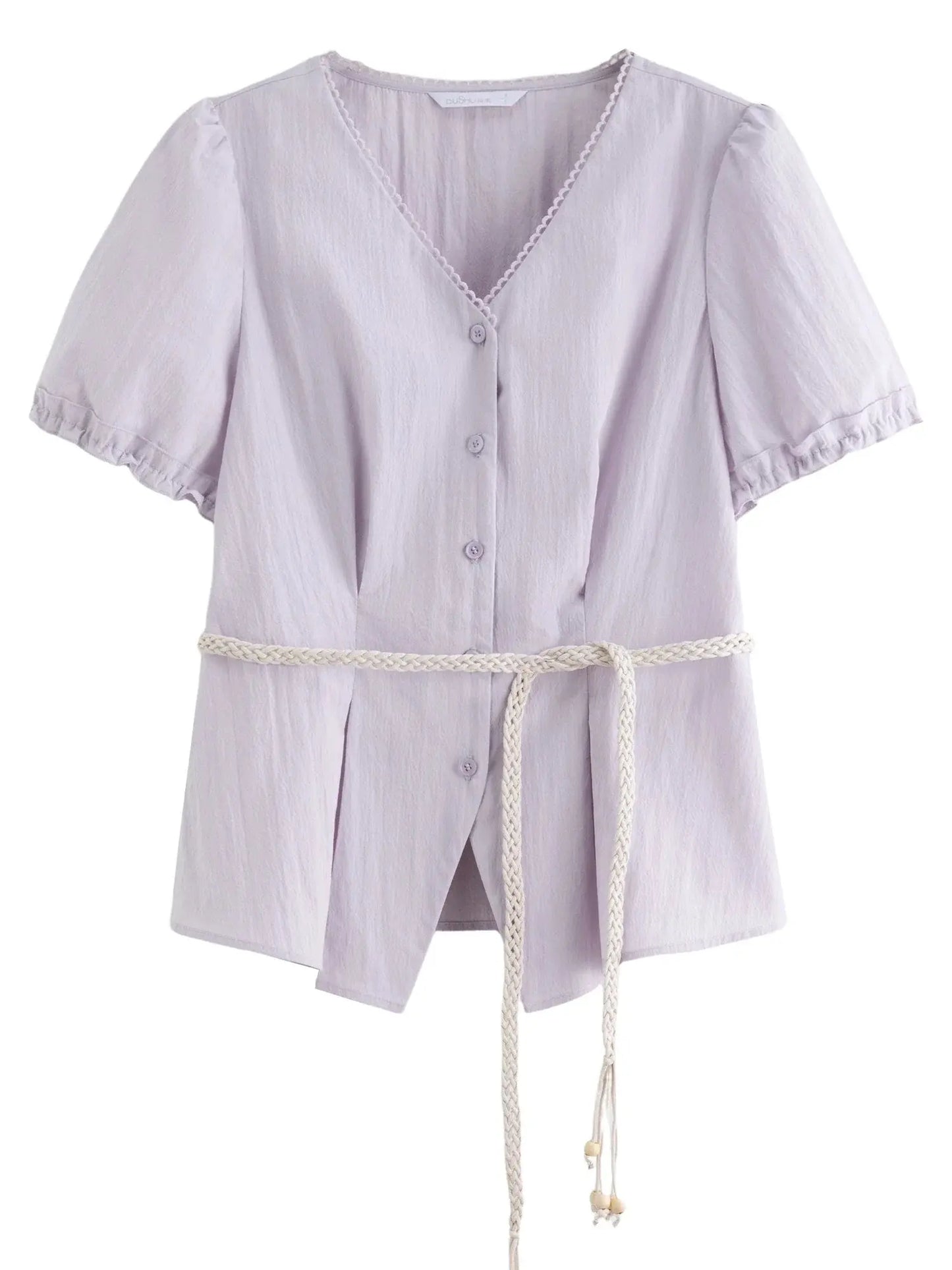 Summer V-Neck Top with Textured Pleats