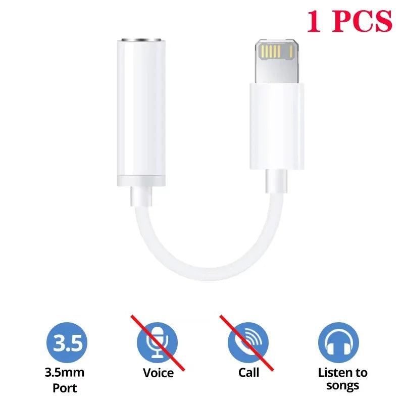 For Lightning to 3.5mm Jack AUX Audio Cable Adapter for iPhone 11/12/13/14 pro Max/SE 2020/XS/XR/X/8/7 - IOS Headphone Adapter