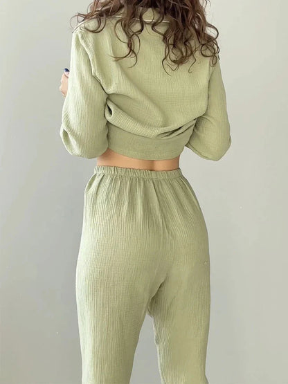 Couple's Pure Cotton Crepe Pajama Set