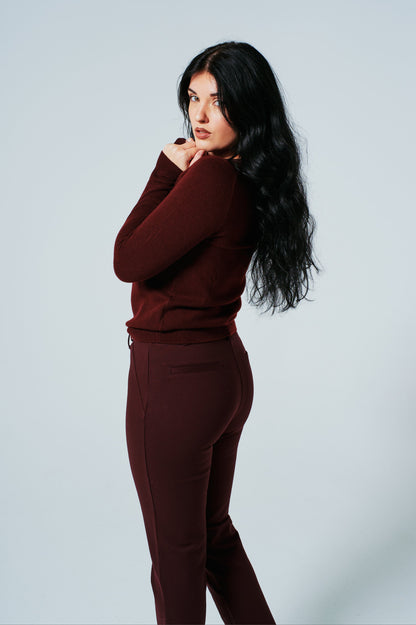 The Juliette Sweater — 100% Cashmere in Bordeaux │ Petite