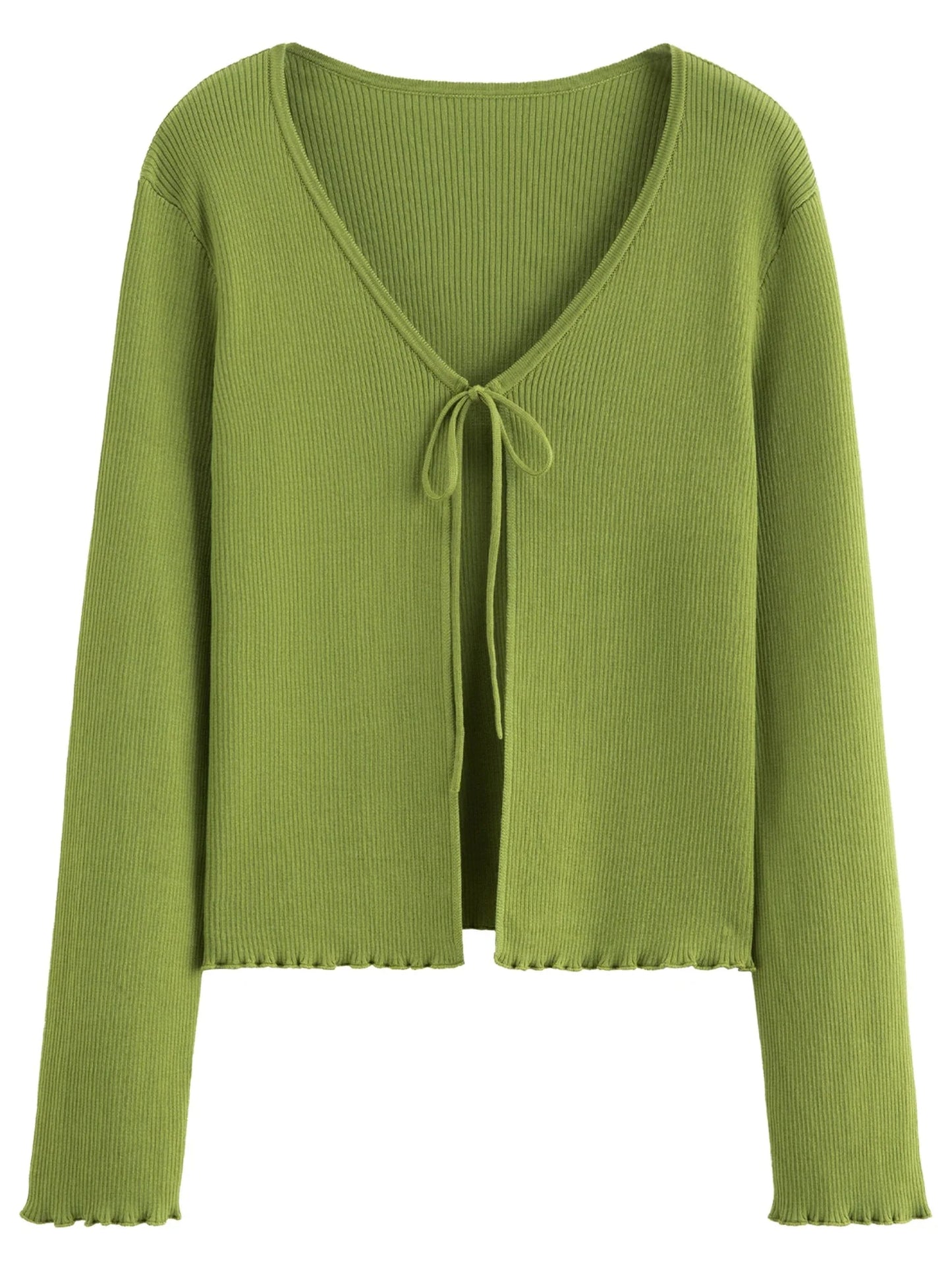 Spring Women's Sweater Tie-Waist Tencel Knit
