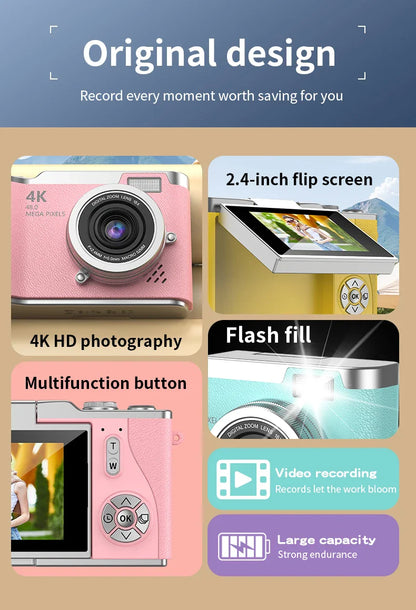 4K Digital Camera – 48MP, HD Rotating Screen, Autofocus & Beauty Mode
