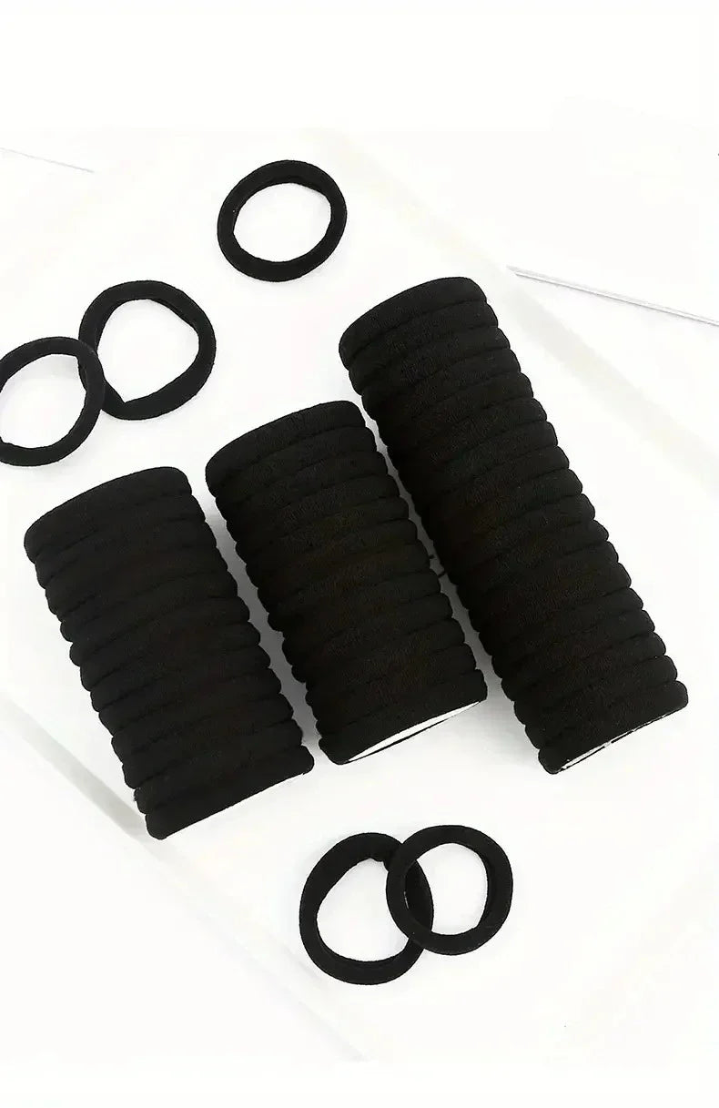 Black Hair Ties Multipack – High-Elastic Nylon Ponytail Holders