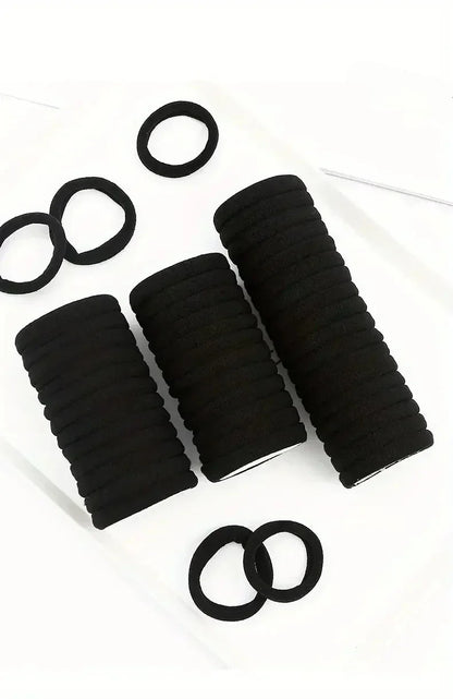 Black Hair Ties Multipack – High-Elastic Nylon Ponytail Holders