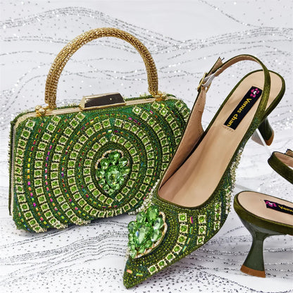 Italian Butter-fly Design Wedding Shoes with Bag Set EDS59