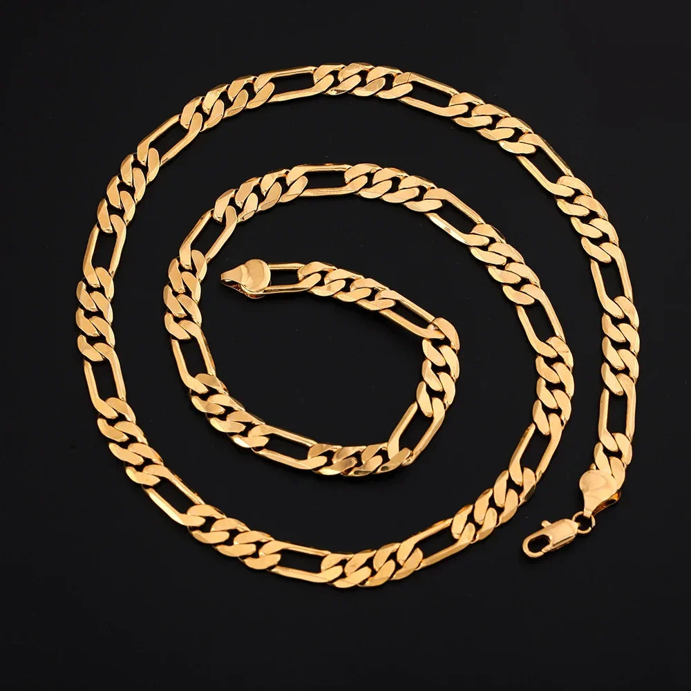 925 Sterling Silver & 18K Gold Bracelet & Necklace Set – 6mm Geometric
