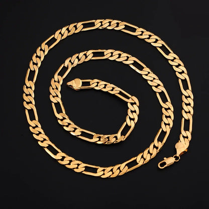 925 Sterling Silver & 18K Gold Bracelet & Necklace Set – 6mm Geometric