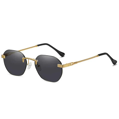 Frameless Gold Metal Ladies Sunglasses Rimless Gradient Lens Blue Fashion Sun Glasses For Men Uv400 Summer 2023