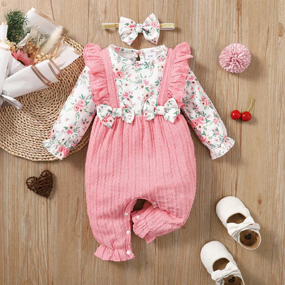 LUXBABY Girls 0-18 Months Floral Long Sleeve Outfit