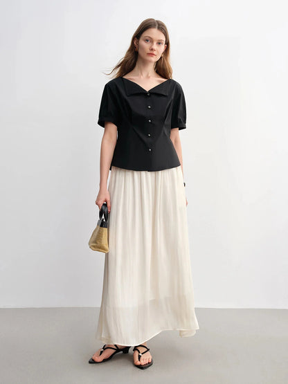 Strapless Slim-Fit Top Solid Black & White Tees