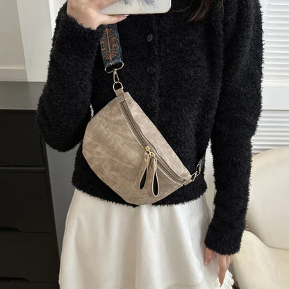 Stylish Hobo Solid Color Satchel | Luxury Designer Chest Bag & Women's PU Leather Waist Bags (Wide Strap Fashion Fanny Shoulder Pack)