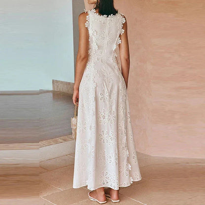 Pristine White Lace Evening Dress
