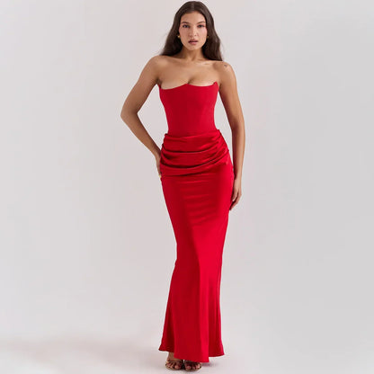 LUX Velvet Strapless Slim Fit Event Dress