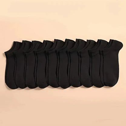 Low Cut Ankle Socks 10-Pack — Breathable Anti-Odor No-Show Socks