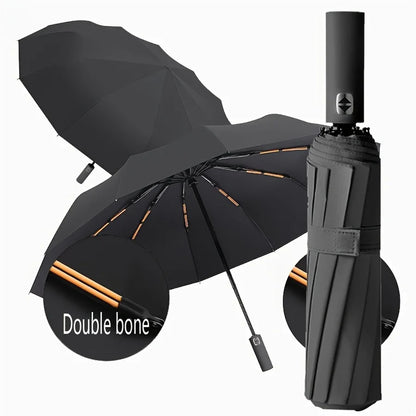 12-Bone Auto-Open Folding Umbrella – UV & Wind Resistant