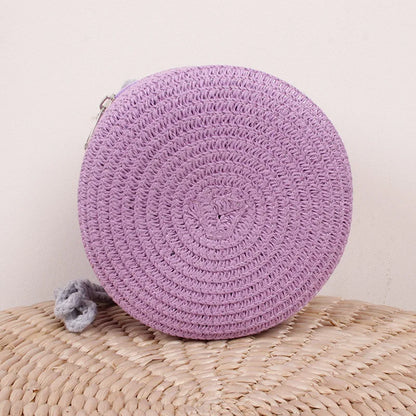 Summer Woven Straw Crossbody Bag for Women | Fashion Round Handmade Rattan Beach Small Handbag (Travel Female Shoulder Bag)