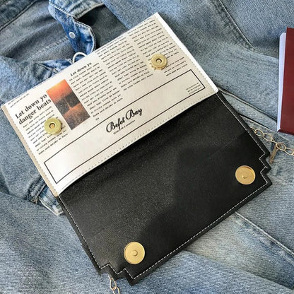 Women's Newspaper Messenger Bag | Shoulder Bag Personality Fashion Small Square Bag