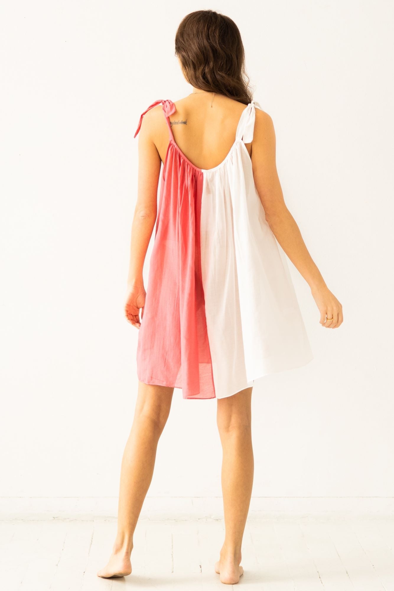 Sheer Tie Strap Babydoll in Silk Cotton Blend