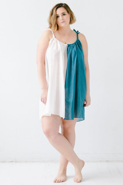 Sheer Tie Strap Babydoll in Silk Cotton Blend