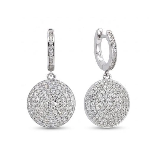 Sterling Silver Disco Ball Earrings | CZ Huggie Hoop Earrings