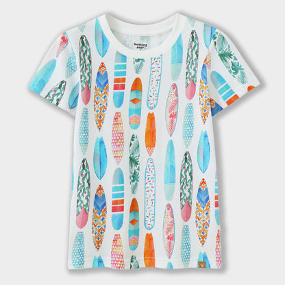 Watercolor Surfboard Short Sleeve Tee