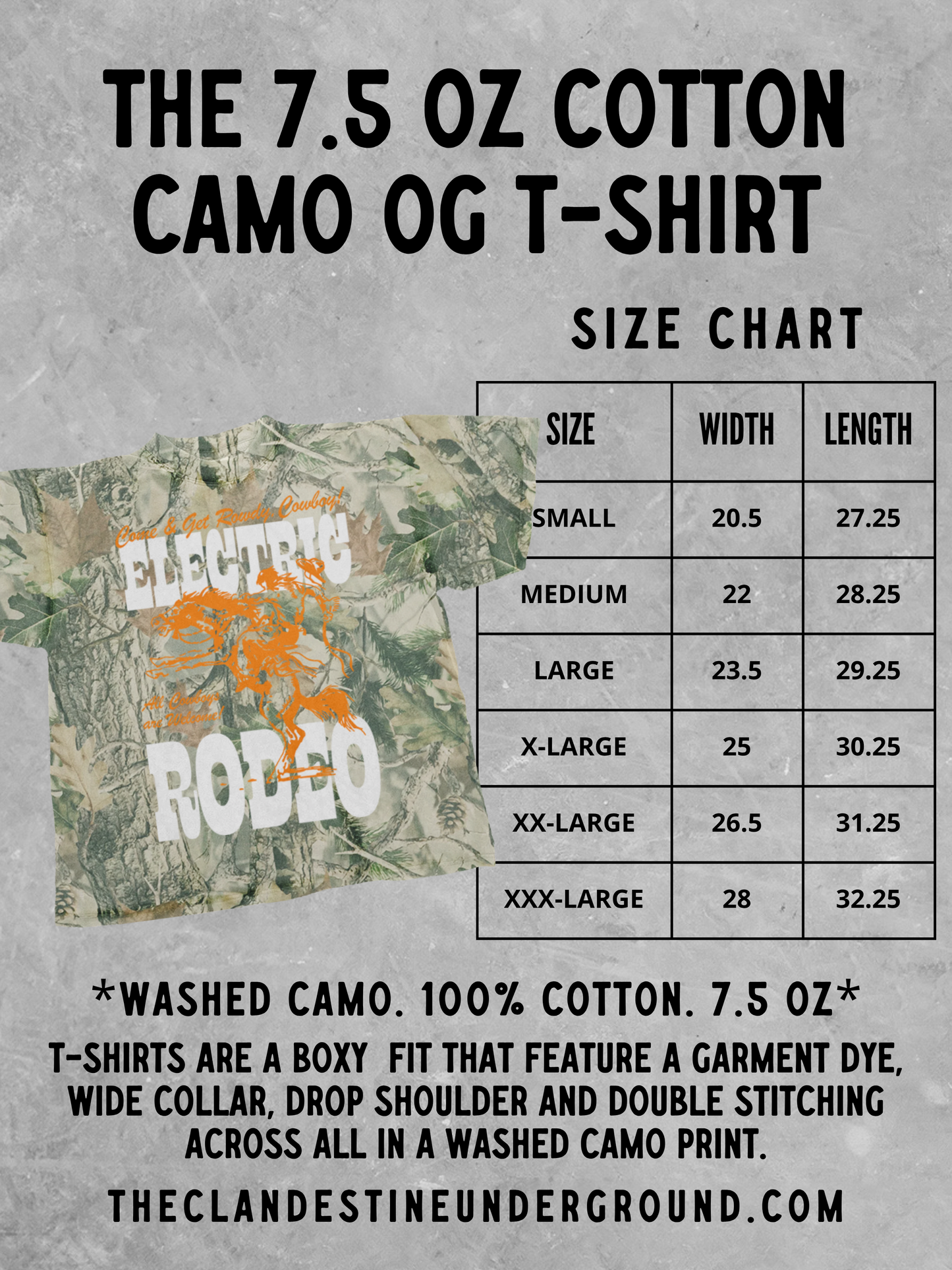 Underground Original Design: Left My Heart in Texas Camo Boxy Cotton TShirt