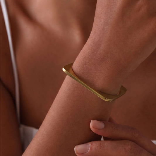 Square Brass Bangle Bracelet | Leo