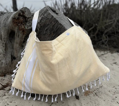 Solid 3‑in‑1 Turkish Cotton Beach Bag