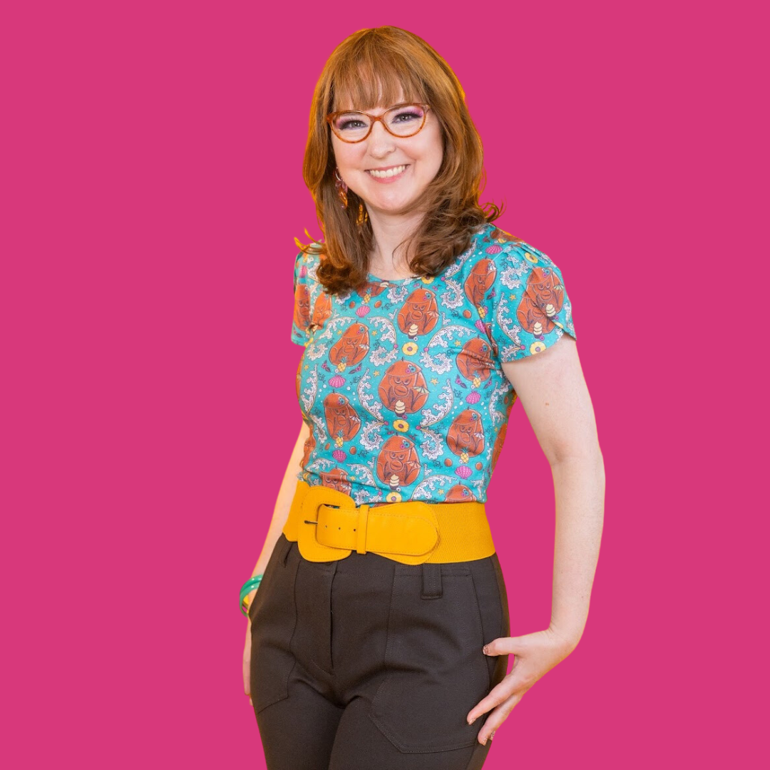Cheeky Monkeys Tulip Sleeve Tee in Blue Hawaiian