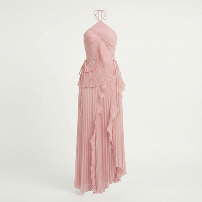 Tea Rose Pink Pleated Midi Dress