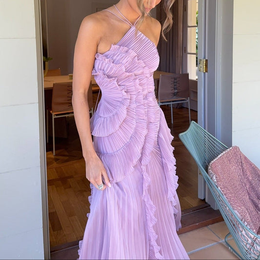 Tea Rose Purple Pleated Midi Dress