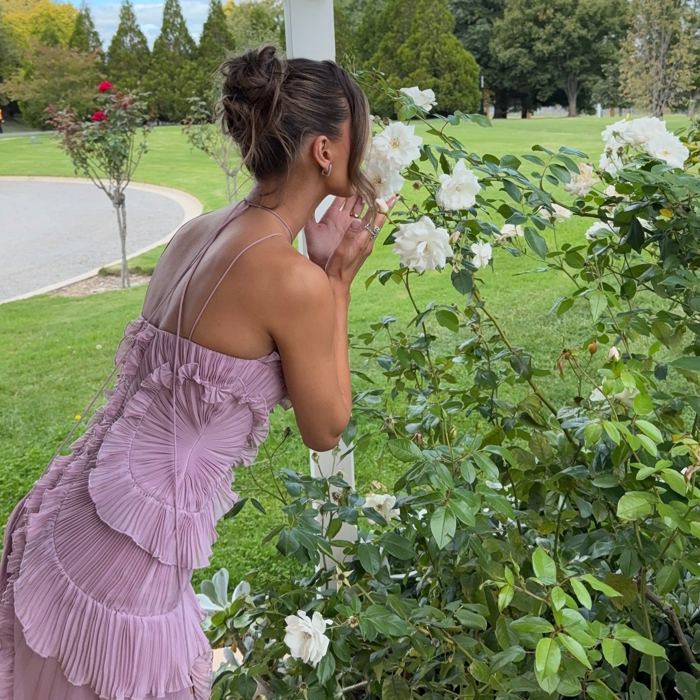 Tea Rose Purple Pleated Midi Dress