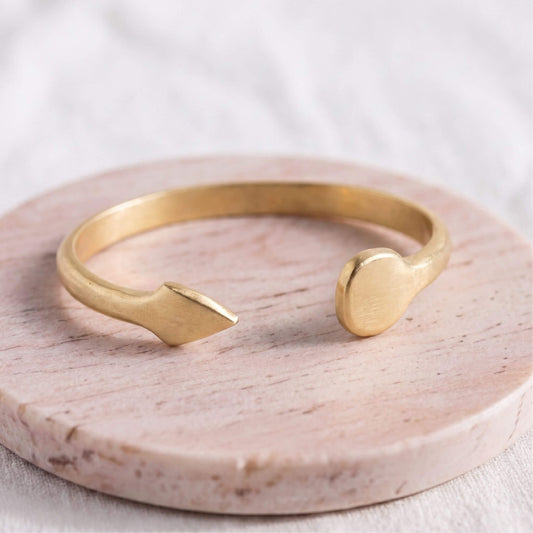 Teardrop End Brass Wide Cuff Bracelet | Johari