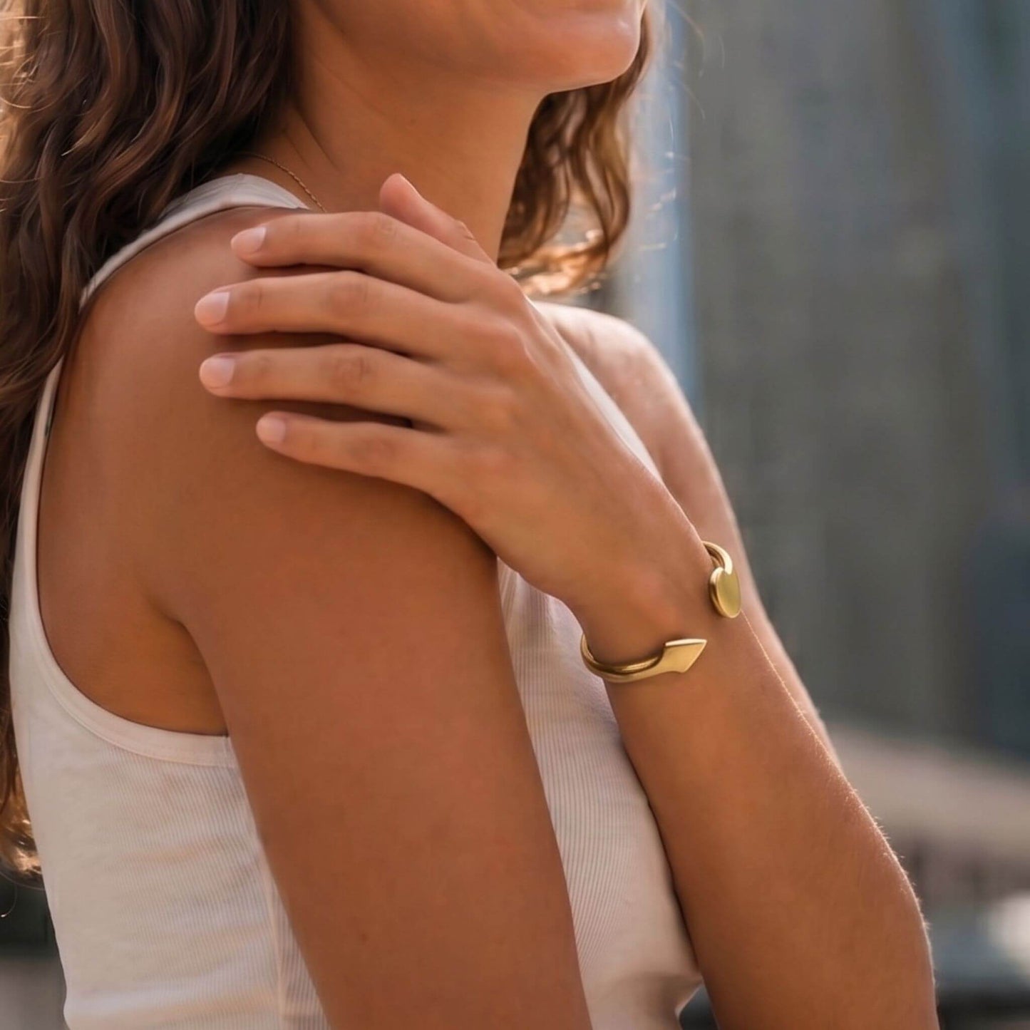 Teardrop End Brass Wide Cuff Bracelet | Johari