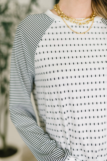 That's What I Like Raglan Patchwork Long Sleeve Top
