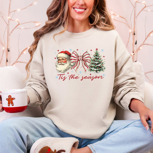 Tis The Season, Santa, Christmas Tree Graphic Sweatshirt