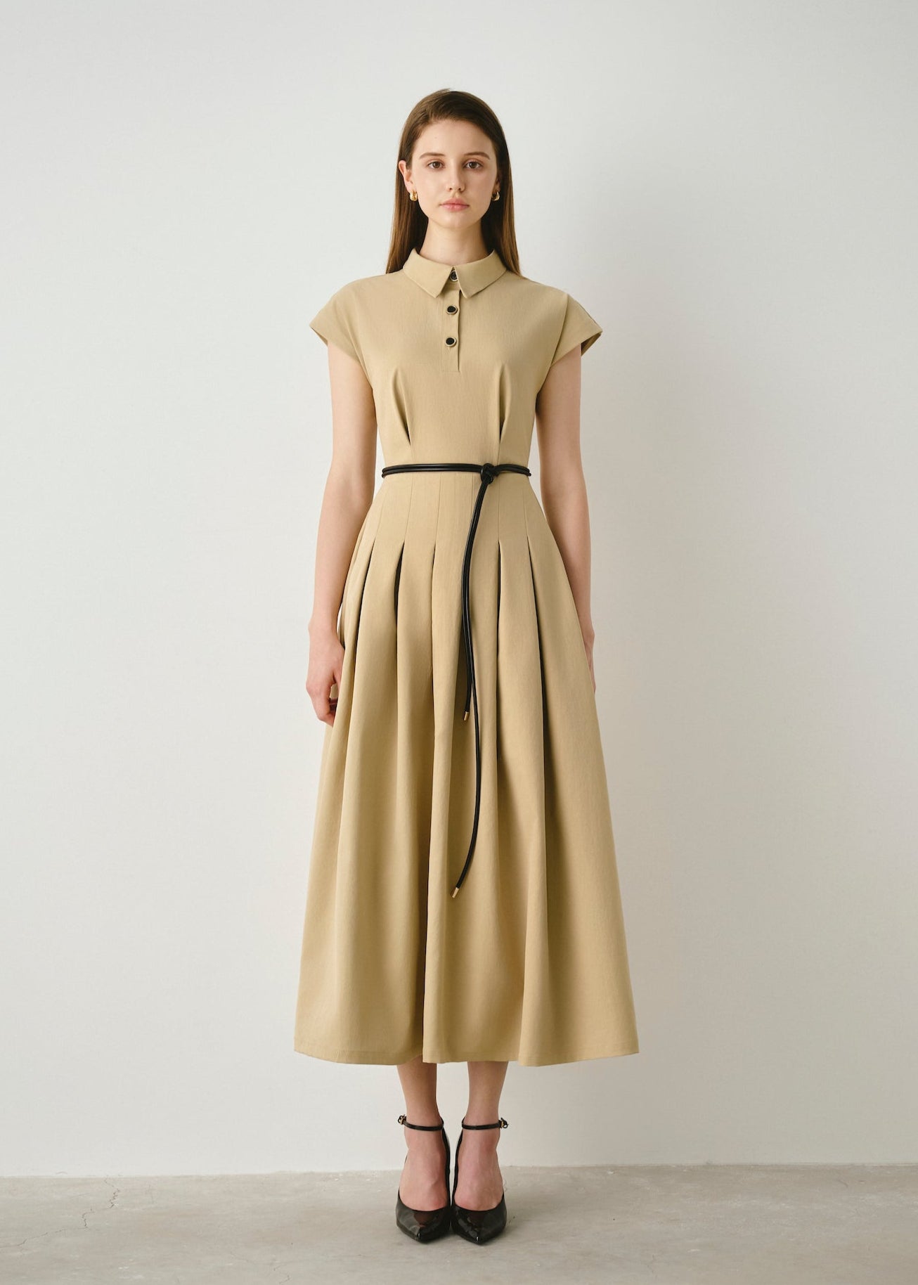 Polo Pleated Midi Dress