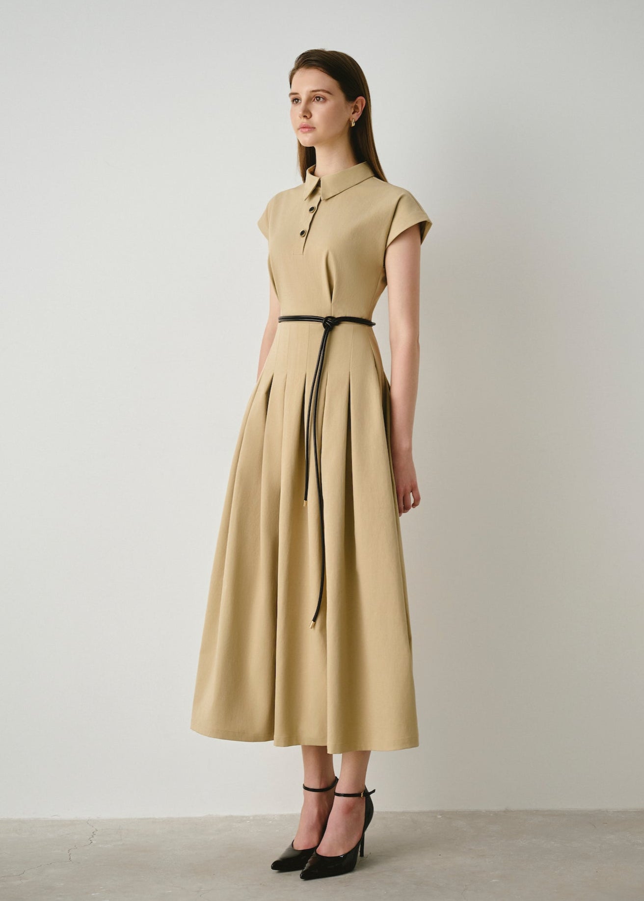 Polo Pleated Midi Dress