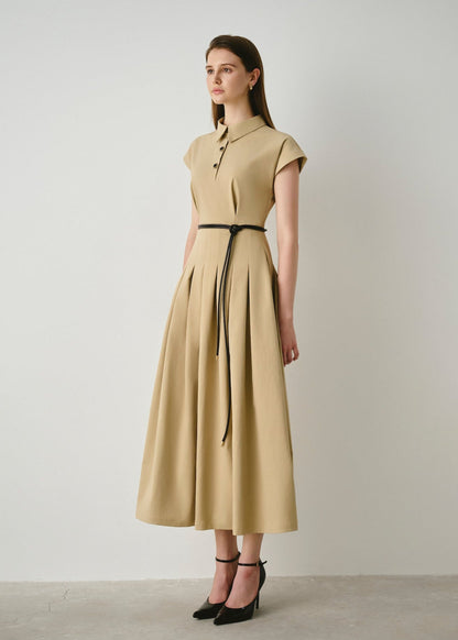 Polo Pleated Midi Dress