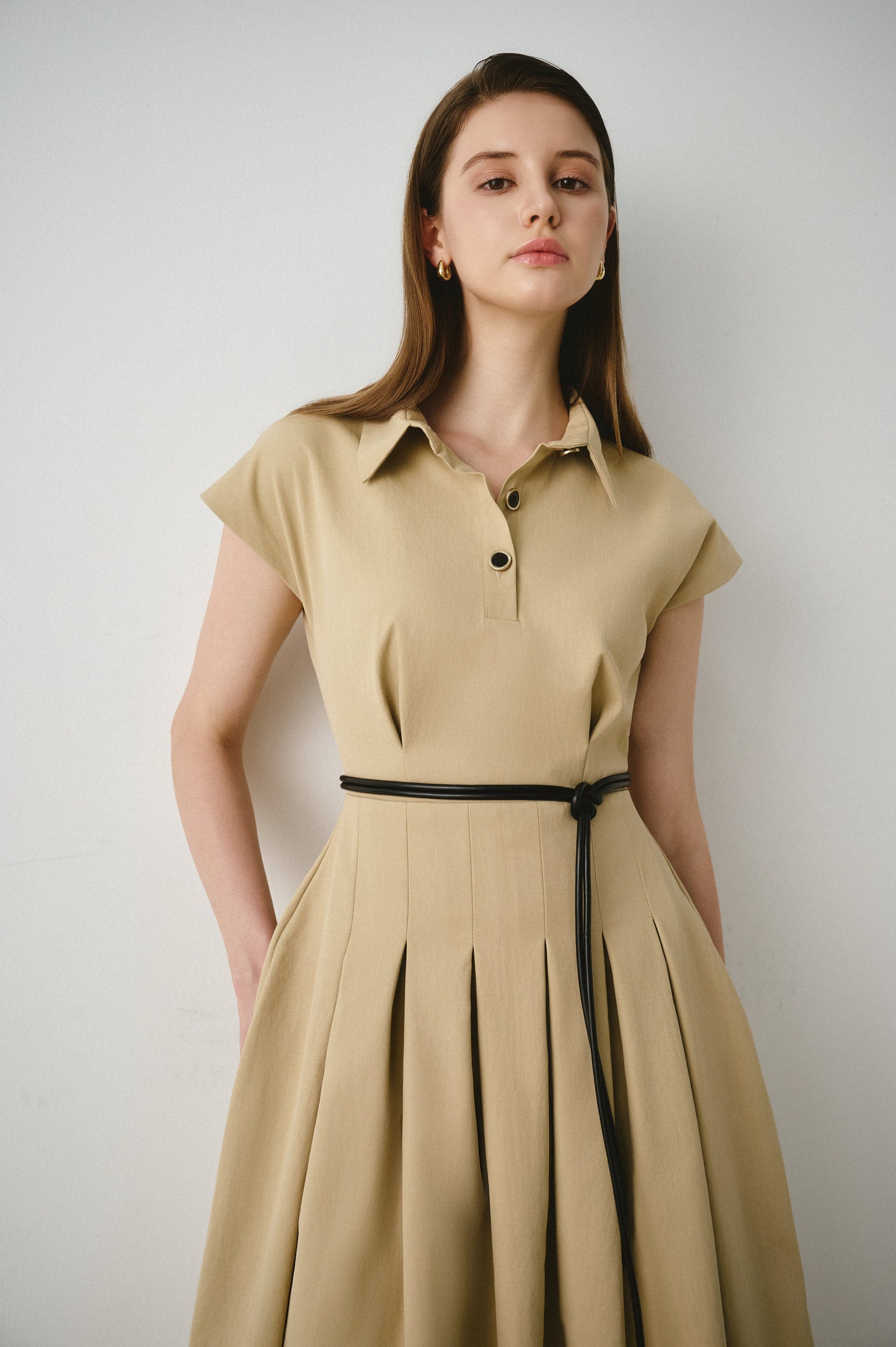 Polo Pleated Midi Dress