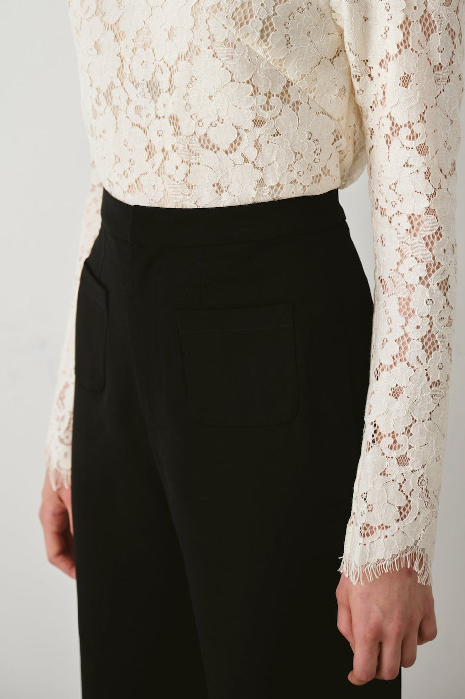 Button Shoulder Lace Top