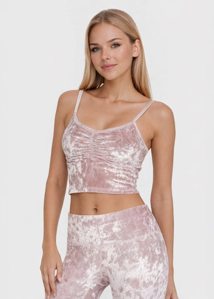 Velvet Shirred Crop Top Made in USA
