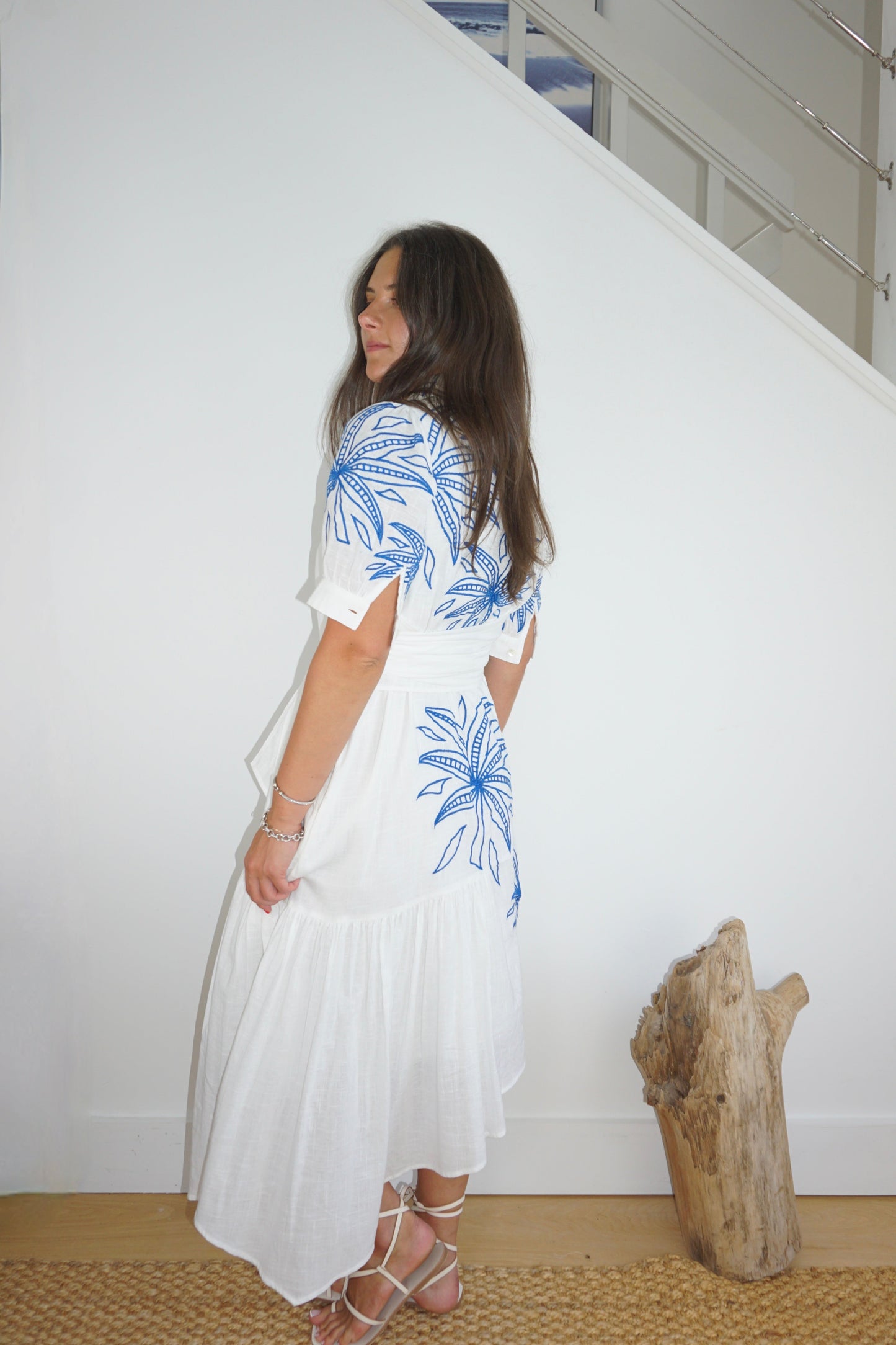 Viola Dress in Blue Abs Palms